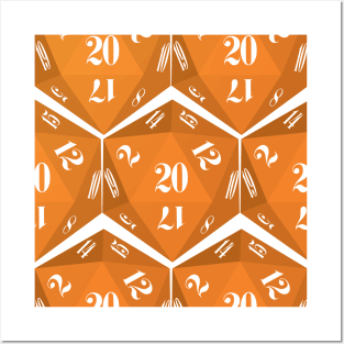 Orange 20-Sided Dice Design Posters and Art